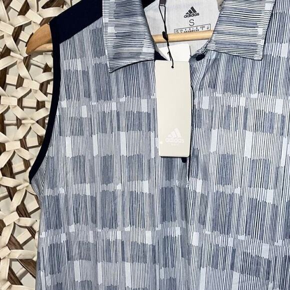 Adidas blue and white sleeveless golf or tennis polo size small NWT - Picture 2 of 8